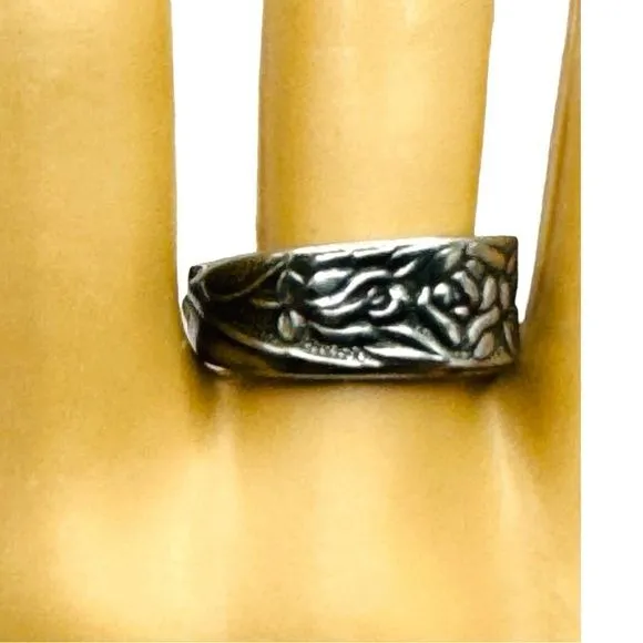 Artisan Roses Ring Made from vintage National Stainless Steel Spoons Size 9.25