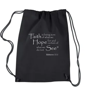 Faith Hope Hebrews 11:1 Bible Verse Drawstring Backpack