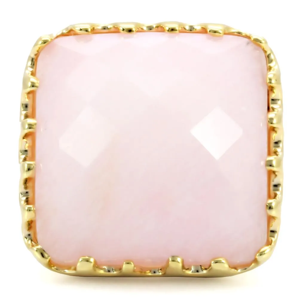 Gold Brass Ring with Synthetic Jade in Rose for Women Style 1W041
