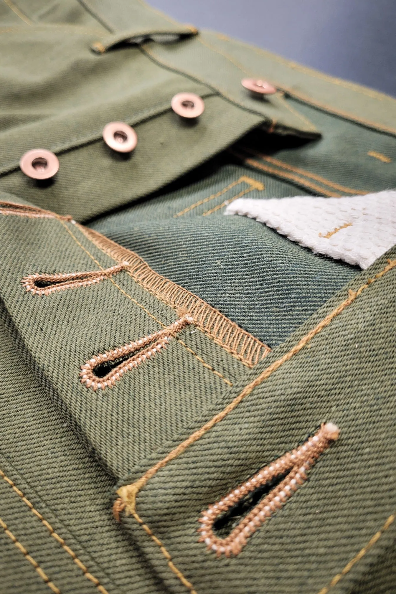 Green Denim Work Pants