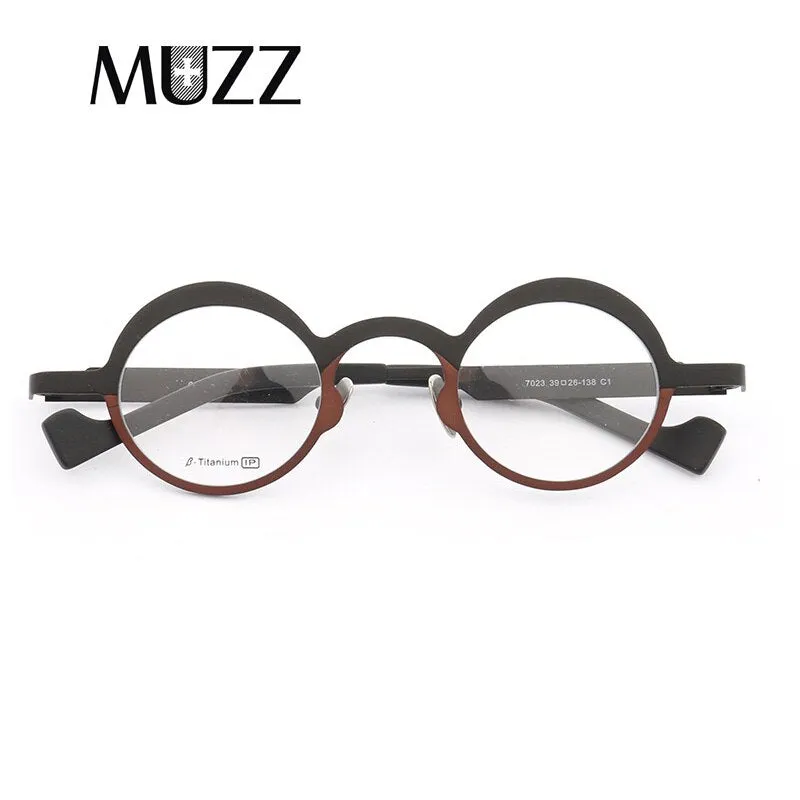 Stylish Unisex Round Titanium Frame Eyeglasses by Muzz - Model T7023