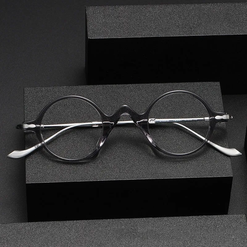 Sheet Metal Eyeglass Frame Fashion Retro Small Face With Myopic Glasses Option Pure Titanium Glasses Rim Men