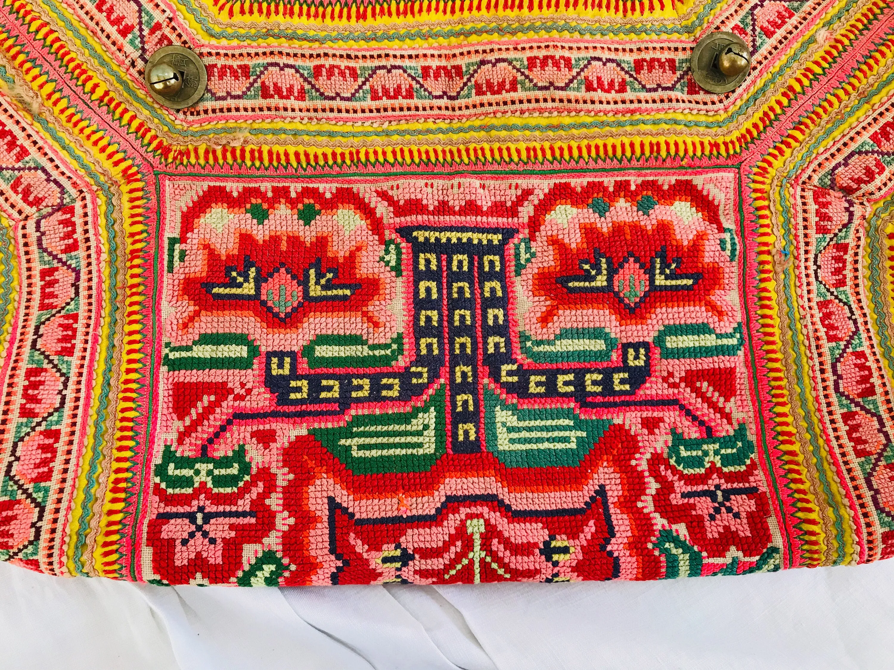 Vintage Hmong Bag from Thailand. Embroidered Applique.