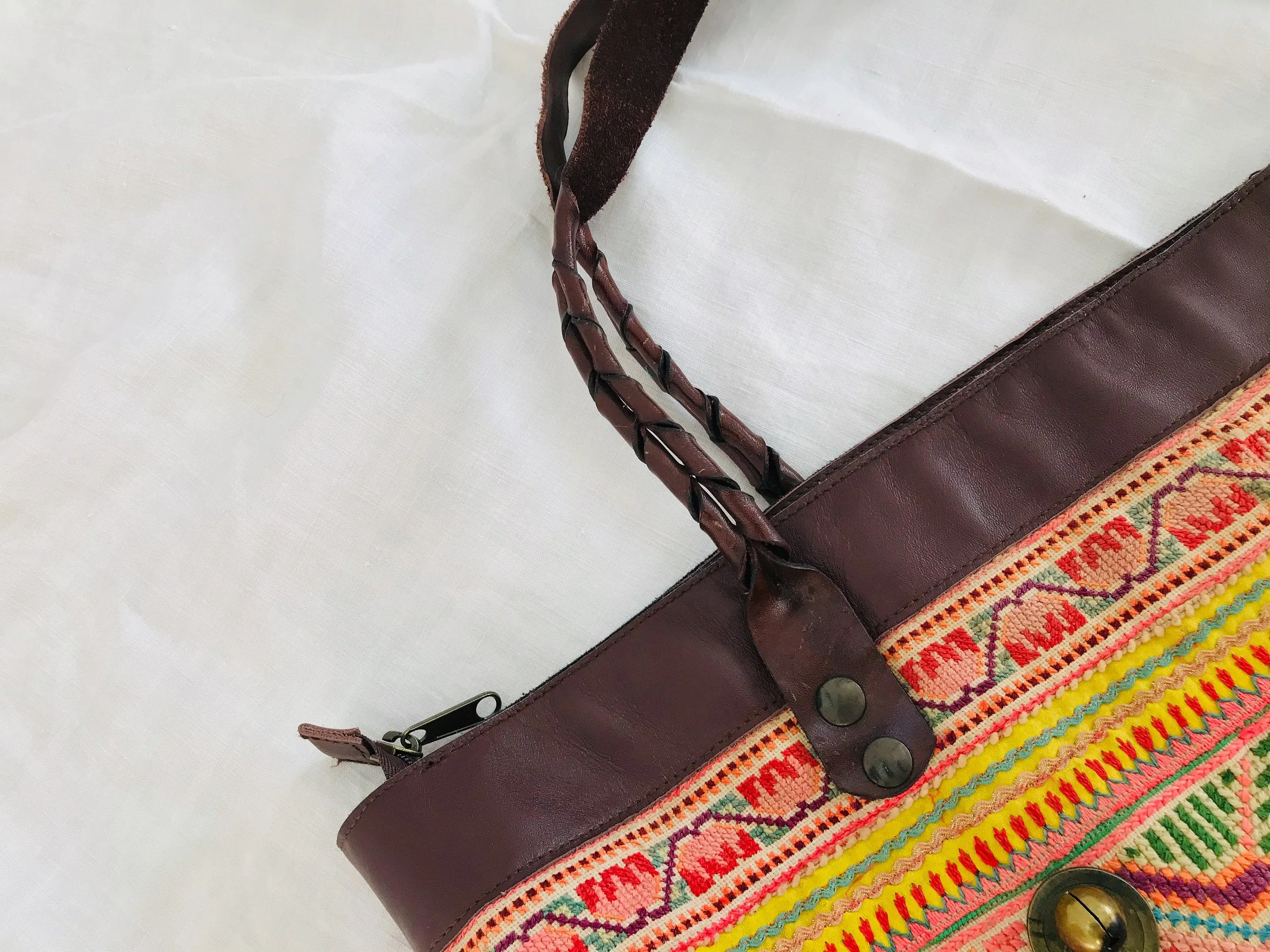 Vintage Hmong Bag from Thailand. Embroidered Applique.