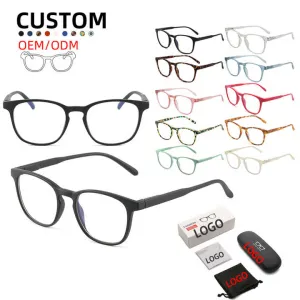 Wholesale Flexible Tr90 Round Glasses for Men and Women with Custom Logo Anti Blue Light Glasses Blue Light Blocking Glassesللبيع بالجملة نظارات نظارات مرنة Tr90 مستديرة وللجانسي مع شعار مخصص نظارات مضادة للضوء الأزرق نظارات حجب الضوء الأزرق