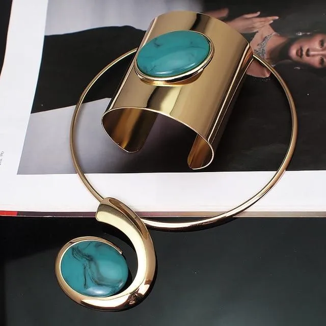 Wide Cuff Bracelet And Necklace Sets
