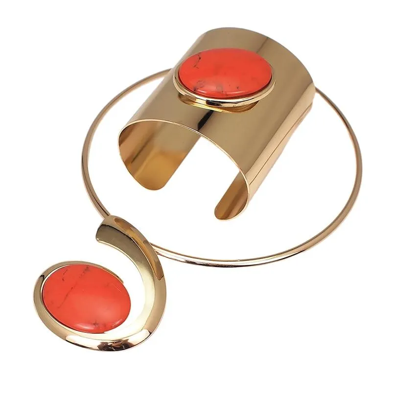 Wide Cuff Bracelet And Necklace Sets